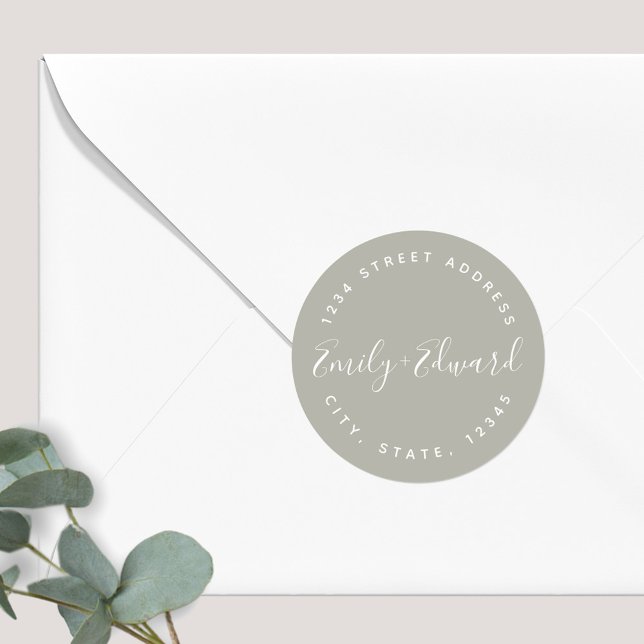 Pegatina Redonda Dirección de retorno de Boda de caligrafía elegant (Subido por el creador)