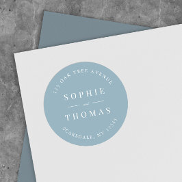 Pegatina Redonda Dirección de retorno de Boda de color editable