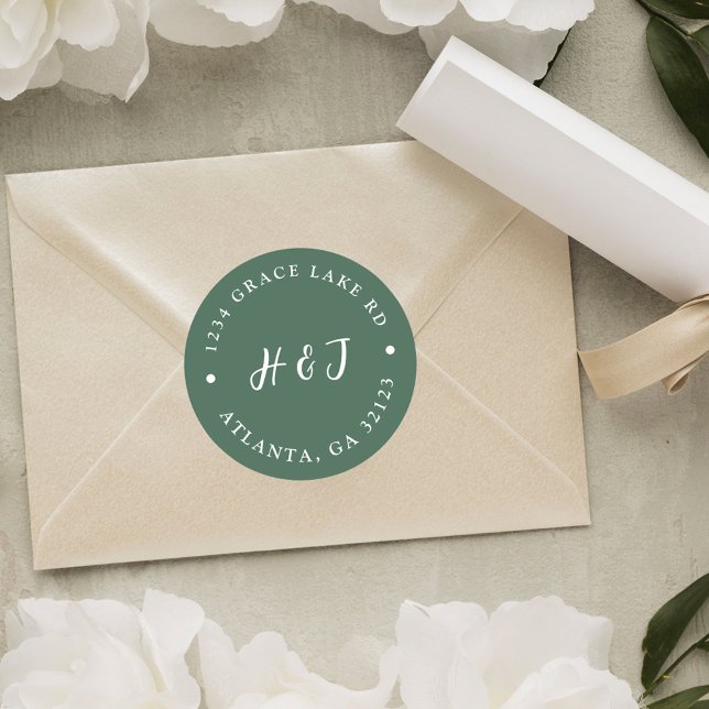 Pegatina Redonda Dirección de retorno de boda elegante y sencilla (Simple Modern Elegant Wedding Return Address Classic Round Sticker)