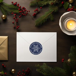 Pegatina Redonda Dirección de retorno de copo de nieve de invierno