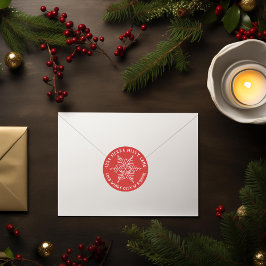 Pegatina Redonda Dirección de retorno de copo de nieve de invierno