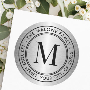 Pegatina Redonda Dirección de retorno de degradado gris inicial de 