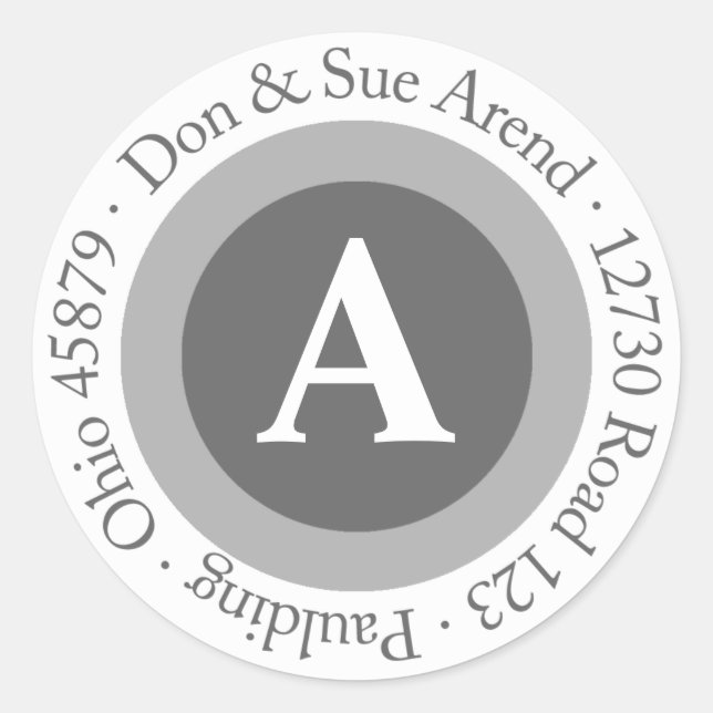 Pegatina Redonda Dirección De Retorno De Don Y Sue Arend (Anverso)