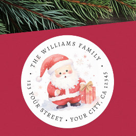 Pegatina Redonda Dirección de retorno de ilustracion de color Santa