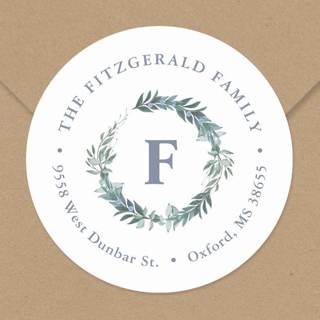 Pegatina Redonda Dirección de retorno de monograma de la guirnalda  (Subido por el creador)