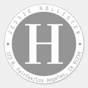 Pegatina Redonda Dirección de retorno de monograma de marco de círc