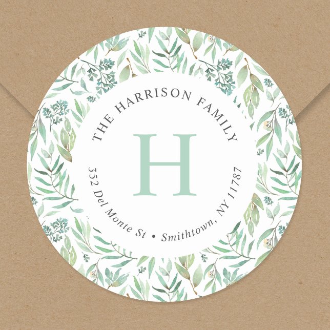 Pegatina Redonda Dirección de retorno de monograma de primavera (Subido por el creador)