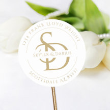 Dirección de retorno de monograma simple Boda