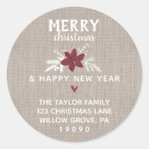 Dirección de retorno de navidad de Rústico Rojo