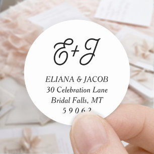 Pegatina Redonda Dirección de retorno de redondeo de Boda de guión 