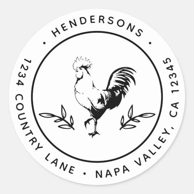 Pegatina Redonda Dirección de retorno de ronda de gallos rusos (Anverso)