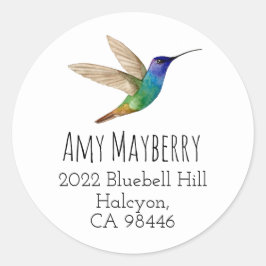 Pegatina Redonda Dirección de retorno de Sapphire Hummingbird