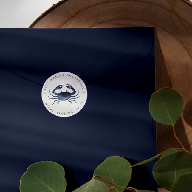 Pegatina Redonda Dirección de retorno del cangrejo azul nuclear (Subido por el creador)