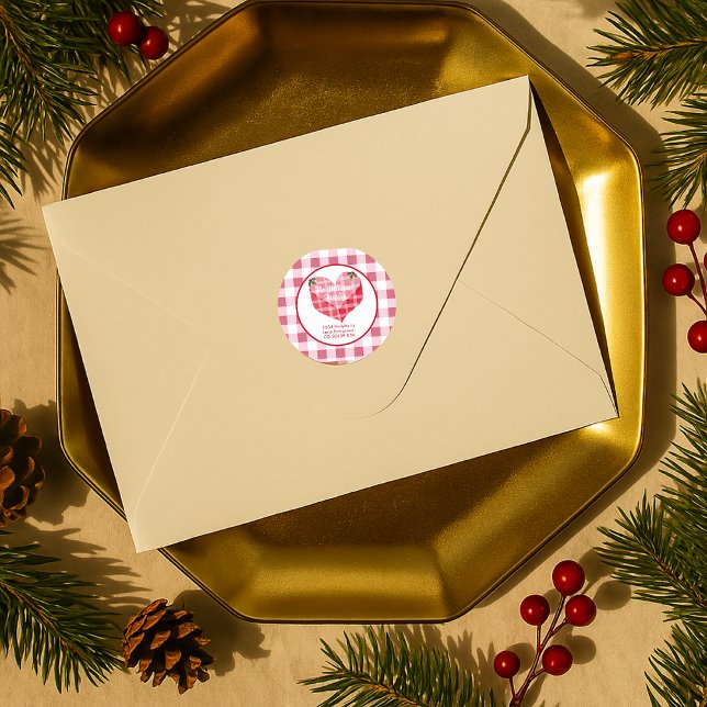 Pegatina Redonda Dirección de retorno del Personalizado Rosa Heart  (Subido por el creador)