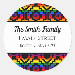 Pegatina Redonda Dirección de retorno geométrico del orgullo arcoir