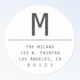 Pegatina Redonda Dirección de retorno gris oscuro y blanco