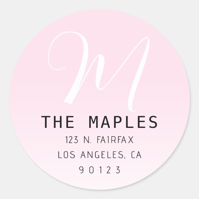 Pegatina Redonda Dirección de retorno inicial de script moderno | O (Anverso)