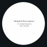 Pegatina Redonda Dirección de retorno mínima simple de boda de pare<br><div class="desc">Diseño</div>