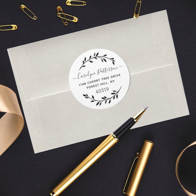 Pegatina Redonda Dirección de retorno simple de Personalizado de fo (Subido por el creador)