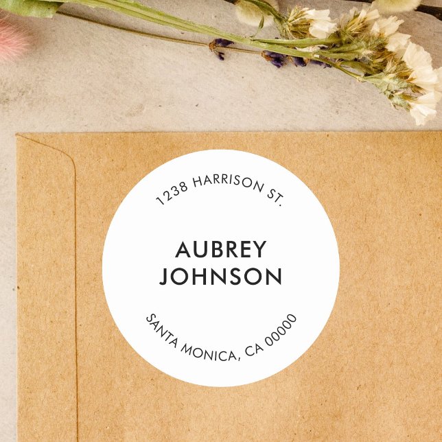 Pegatina Redonda Dirección de retorno simple moderna (Subido por el creador)