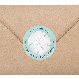 Pegatina Redonda Dirección de retorno simple Playa de arena turques