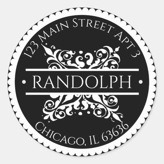 Pegatina Redonda Dirección del borde de estela barroca (Anverso)