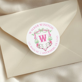 Pegatina Redonda Dirección del Escudo de monograma del carrito de g