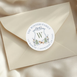 Pegatina Redonda Dirección del Escudo de Nutcracker Monograma de co