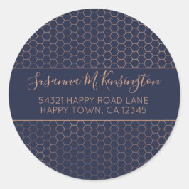 Pegatina Redonda Dirección del hexágono de la Marina Girly y el Ros