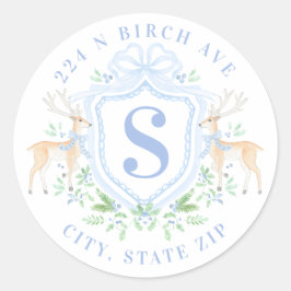 Pegatina Redonda Dirección del monograma del Escudo de ciervos Gran