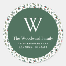 Pegatina Redonda Dirección del patrón de vegetación de los navidade