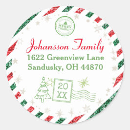 Pegatina Redonda Dirección del Purpurina de correo de Vintage Air M