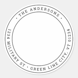 Pegatina Redonda Dirección delgada de devolución del círculo milita
