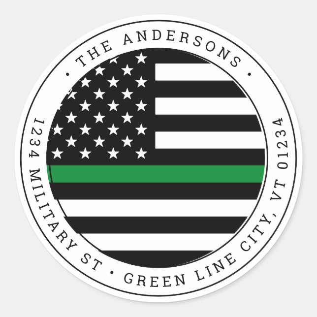 Pegatina Redonda Dirección delgada de devolución del círculo milita (Anverso)