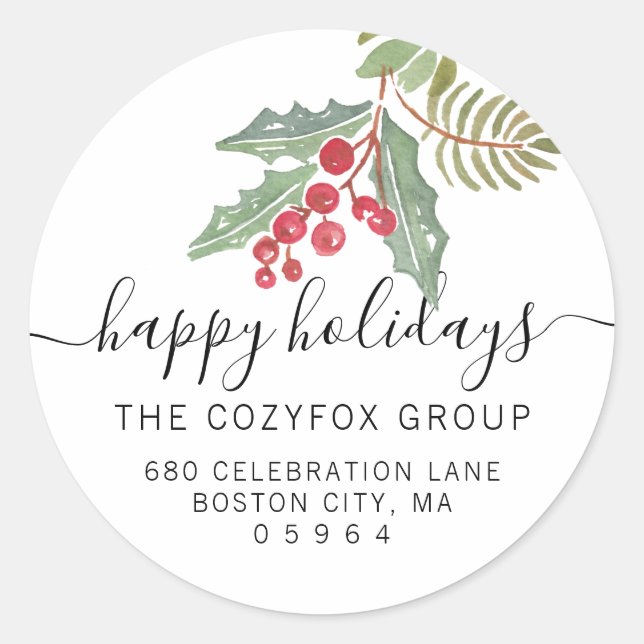 Pegatina Redonda Dirección Holly Berry, Navidades de moda (Anverso)