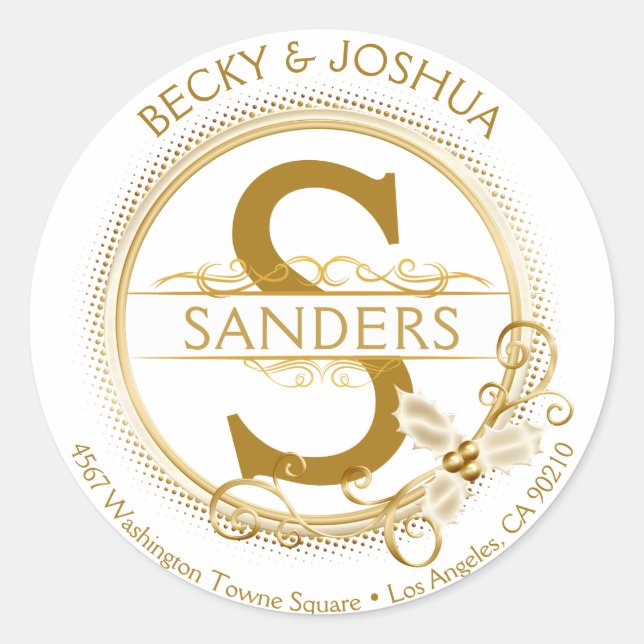 Pegatina Redonda Dirección inicial de los Navidades de oro de orige (Anverso)