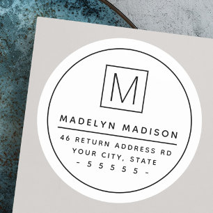 Pegatina Redonda Dirección mínima de devolución blanca del borde de