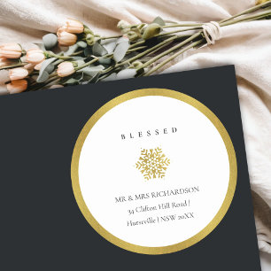 Pegatina Redonda Dirección mínima de Navidades bendecidos por el 