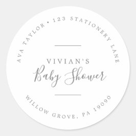 Pegatina Redonda Dirección mínima de retorno circular Baby Shower p