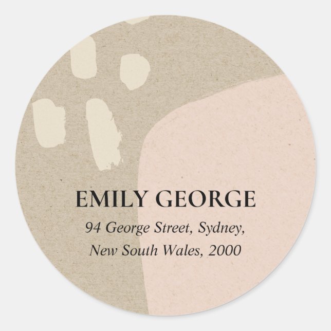 PEGATINA REDONDA DIRECCIÓN MODERNA ABSTRACTA DE RUBOR PEACH PINK KR (Anverso)