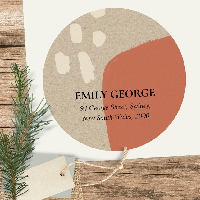 PEGATINA REDONDA DIRECCIÓN MODERNA ABSTRACTA DE TERRACOTTA ROJA (Subido por el creador)