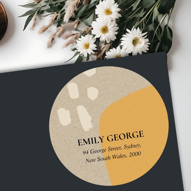 PEGATINA REDONDA DIRECCIÓN MODERNA DE KRAFT NARANJA DE REPOSACIONES (Subido por el creador)