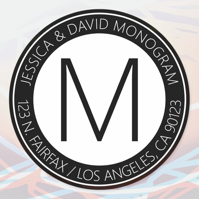 Pegatina Redonda Dirección moderna en blanco y negro y de retorno (Subido por el creador)