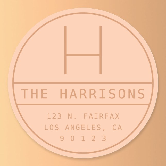 Pegatina Redonda Dirección moderna y monograma | Melocotón (Subido por el creador)