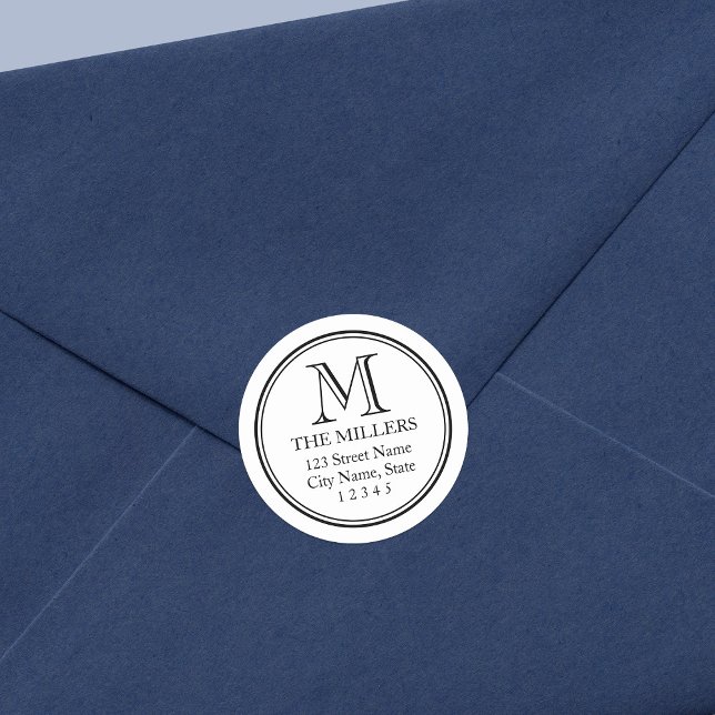 Pegatina Redonda Dirección Monográfica de nombre de fondo editable  (Subido por el creador)