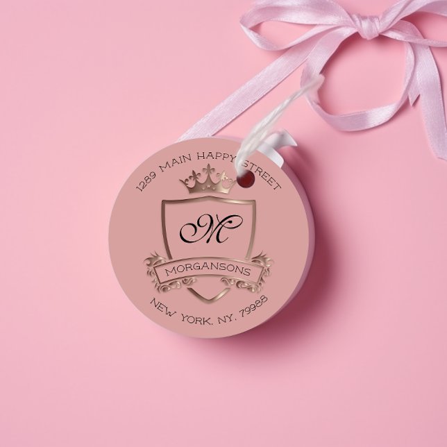 Pegatina Redonda Dirección Monograma Retorno Crown Royal Rosa Rosa (Subido por el creador)