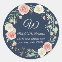 Dirección Monogramada de retorno Navy Rosa Rubor F