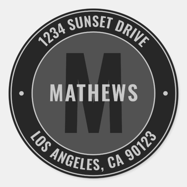 Pegatina Redonda Dirección negrita, eslogan u otro texto | Negro y  (Anverso)