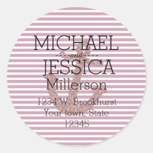 Pegatina Redonda Dirección personalizada de bandas de anclaje Purpu