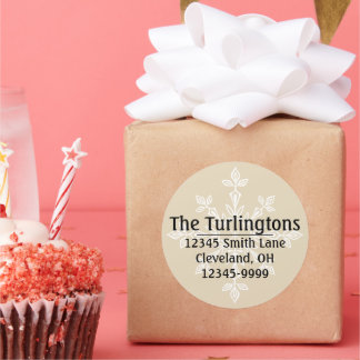 Pegatina Redonda Dirección personalizada de devolución de copo de n